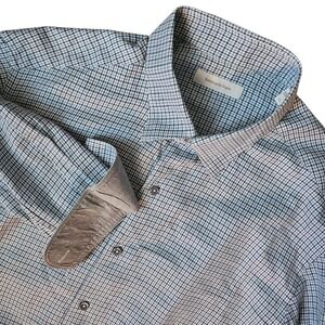 Ermenegildo Zegna Button Down Mens XL Blue Check Long Sleeve 2UDE2A Excellent